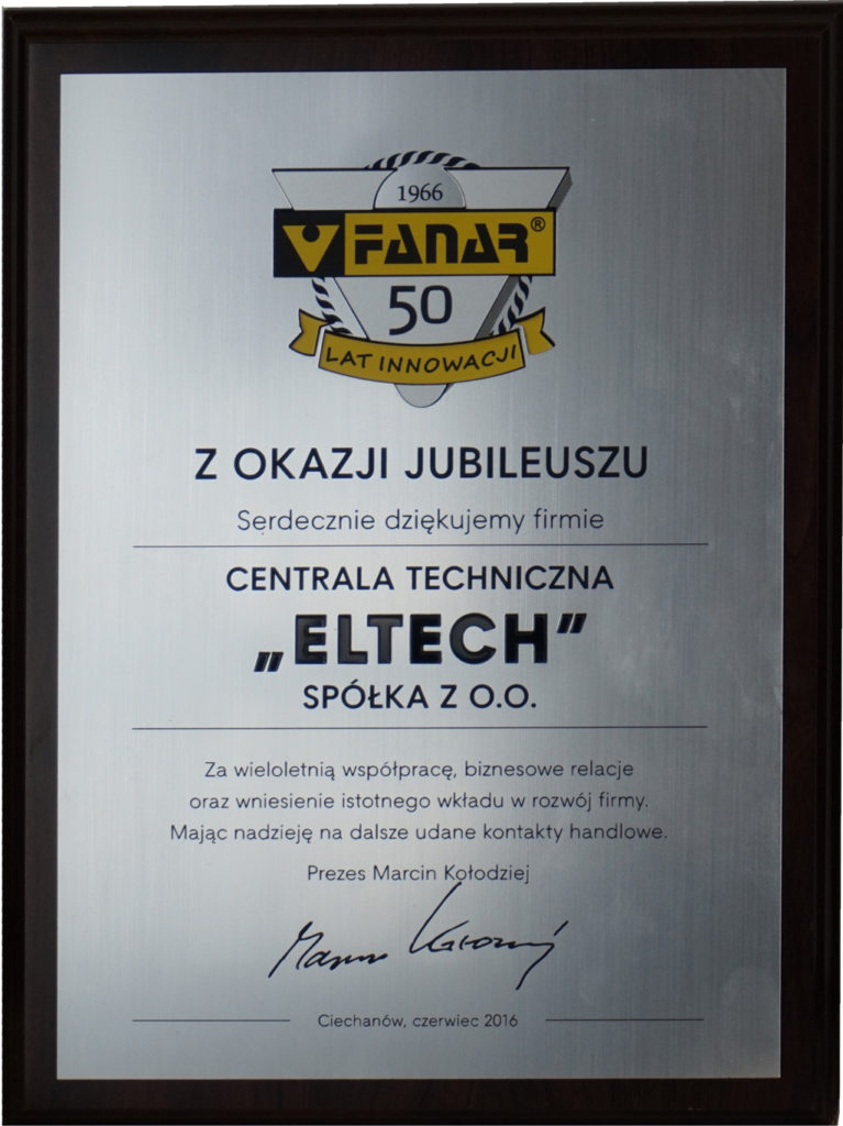 Fanar - Certyfikat na 50-lecie